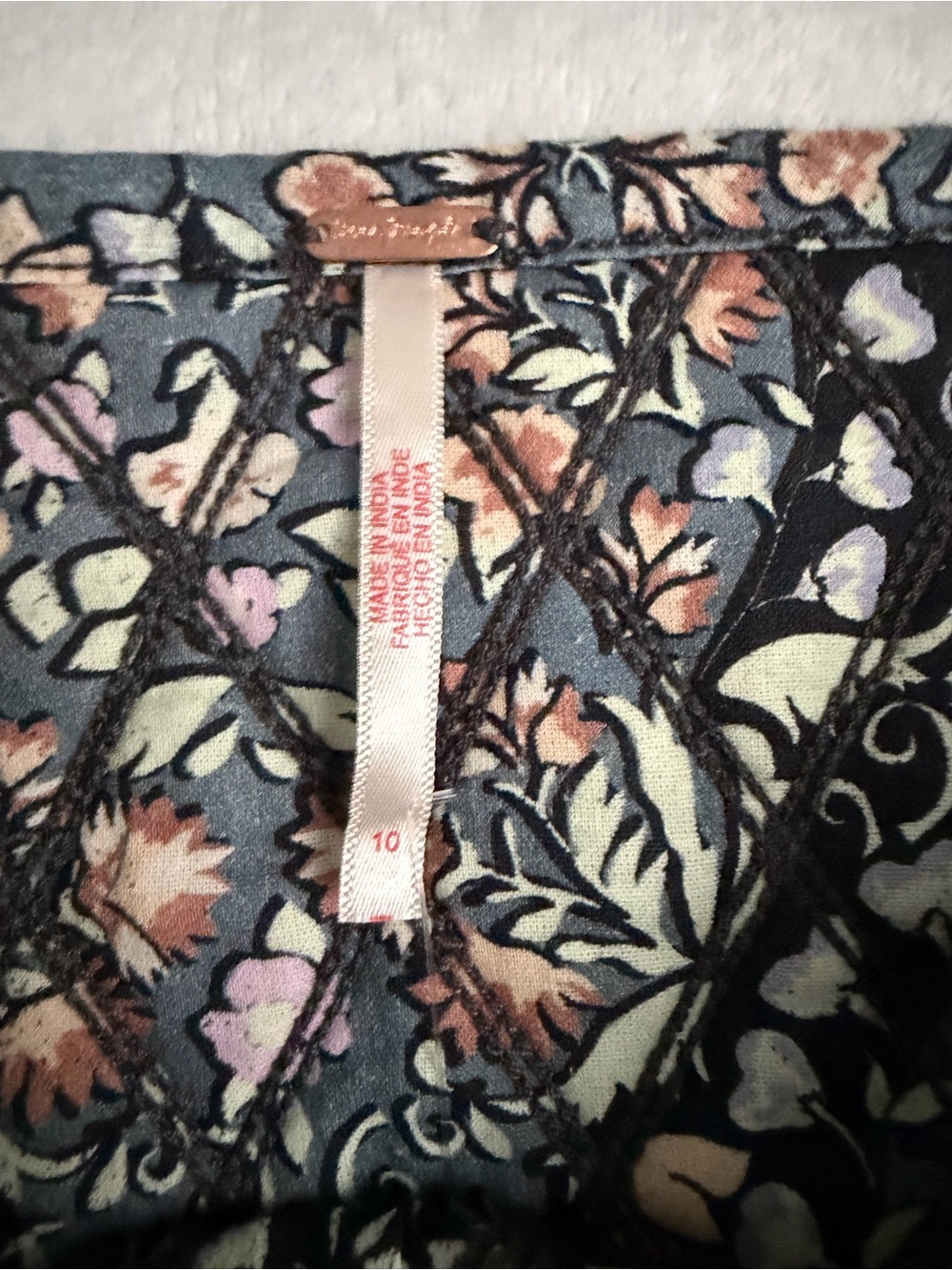 Free People Quilted Floral Patchwork Mini Skirt NWT Size 10 Boho Cottagecore - Picture 7 of 9